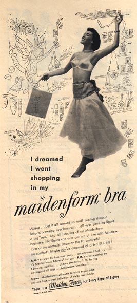 Vintage 1955 Maidenform Bra I Dreamed I Was A Social Butterfly ad